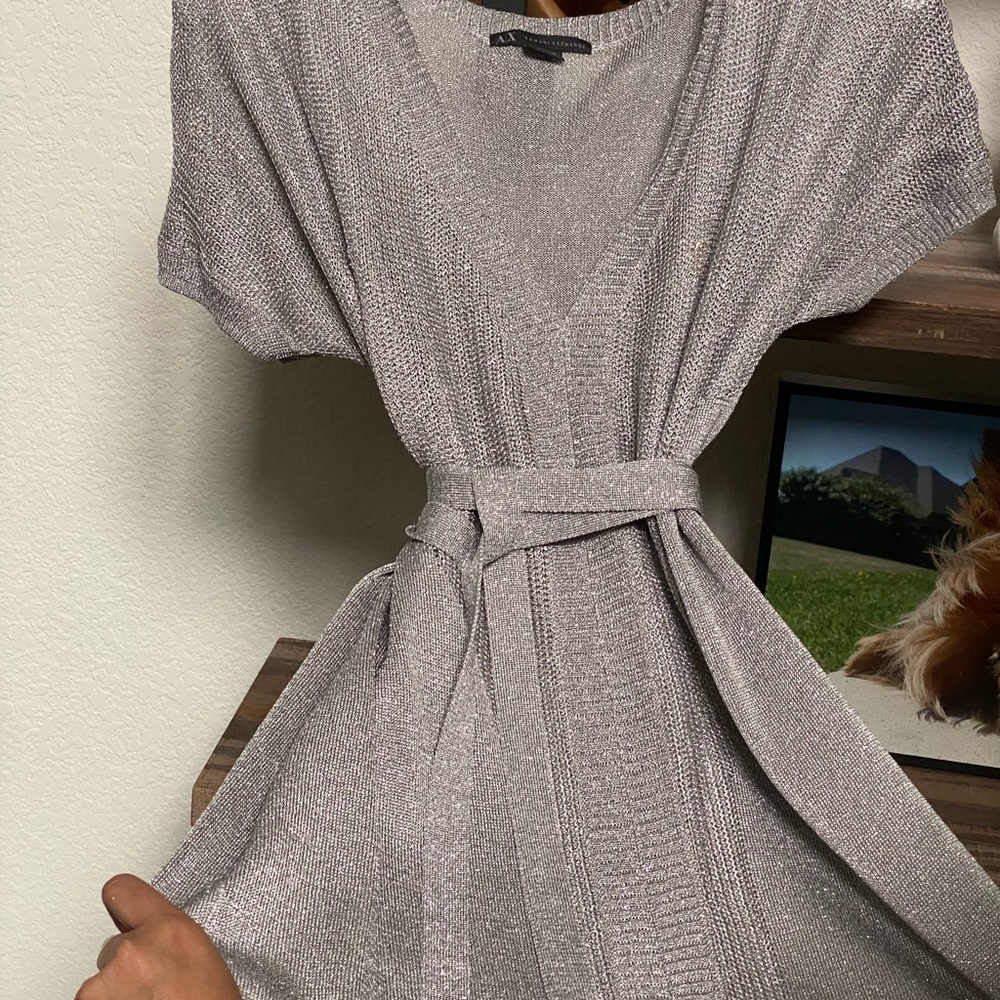 Armani Exchange Silver Short Mini Dress